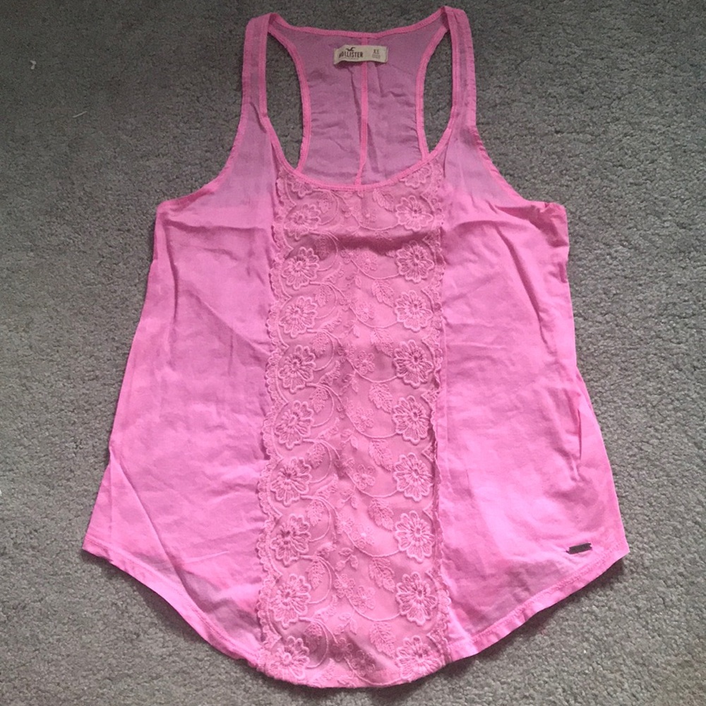 Pink Hollister Tank Top with Lace, Size XS